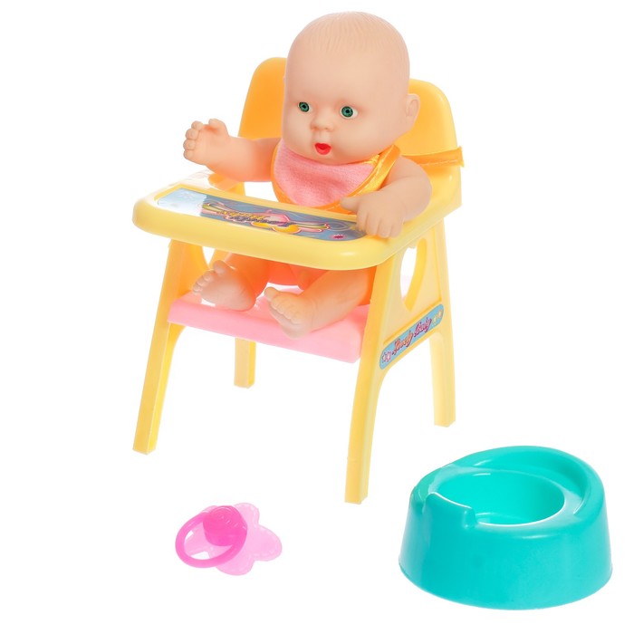 Пупс со стульчиком и аксессуарами, МИКС