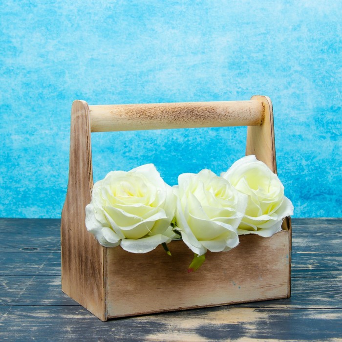 Кашпо флористическое, обожженое, с ручкой, 20х20х12,5см