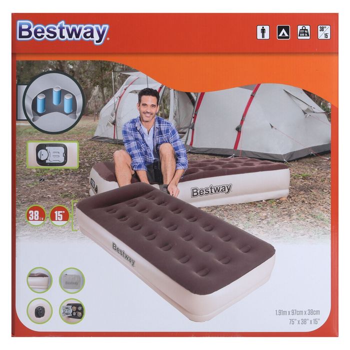 Кровать надувная с подголовником Comfy Single 191х97х38 см, встроенный насос на батарейках 67572 16 Bestway