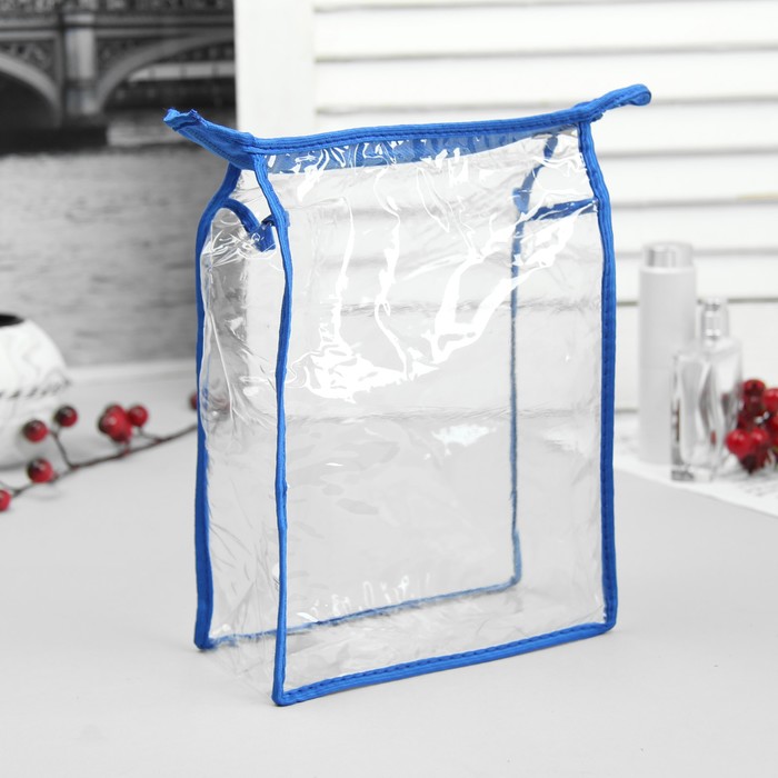 Косметичка на молнии, 1 отдел, цвет синий