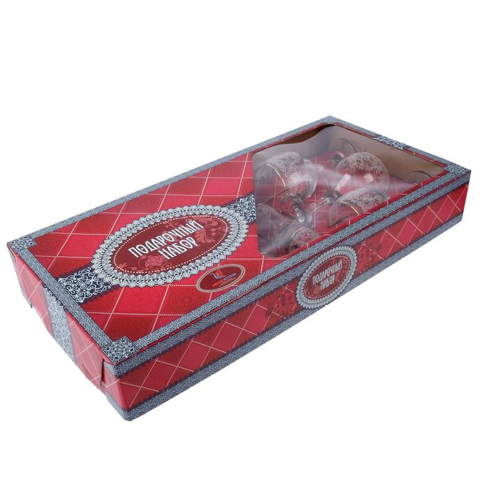 Набор подарочный 12 предметов "Византия": 6 фужеров 260 мл, 6 стопок 50 мл, гравировка, отводка золотом