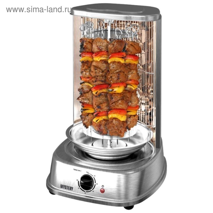 

Шашлычница электрическая Mystery MOT-3320 2000 Вт, 7 шампуров, серебристый
