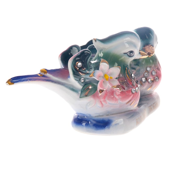 Нэцке "Уточки-мандаринки - Большой любви" зеленый