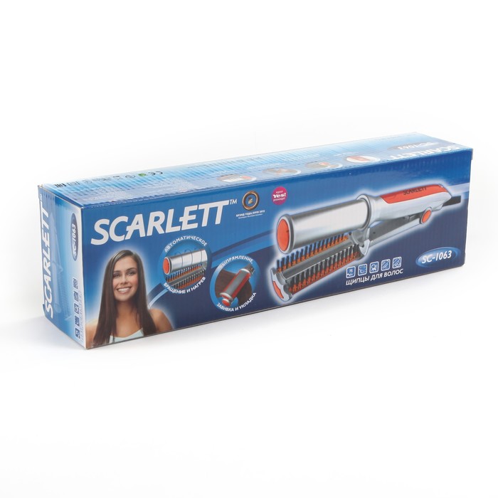 Стайлер Scarlett SC-1063, 75 Вт, d=45 мм, 3 температурных режима, серо-оранжевая
