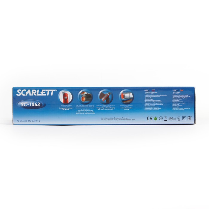 Стайлер Scarlett SC-1063, 75 Вт, d=45 мм, 3 температурных режима, серо-оранжевая