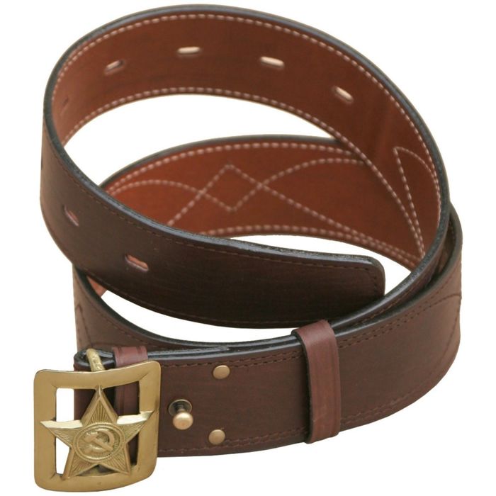 Ремень поясной "Звезда", коричневый, ширина 50 мм, № 2