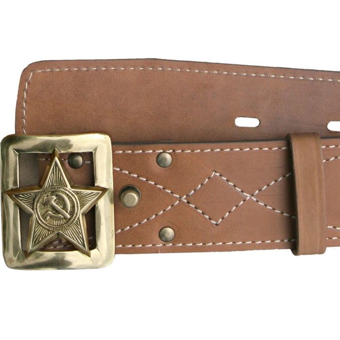 Ремень поясной "Звезда", светло-золотой, ширина 50 мм, № 1