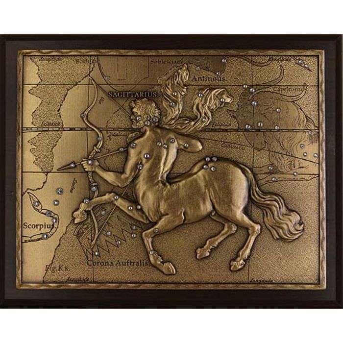 Панно из металла на стену "Стрелец" гальванопластика, малое