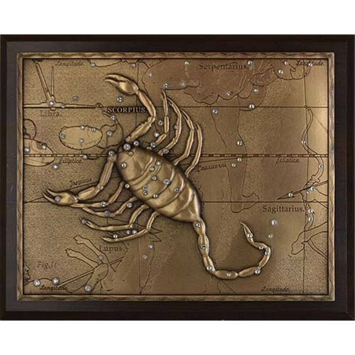 Панно из металла на стену "Скорпион" гальванопластика, малое