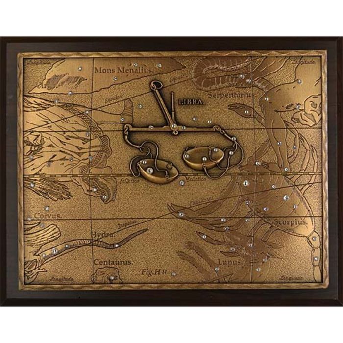 Панно из металла на стену "Весы" гальванопластика, малое