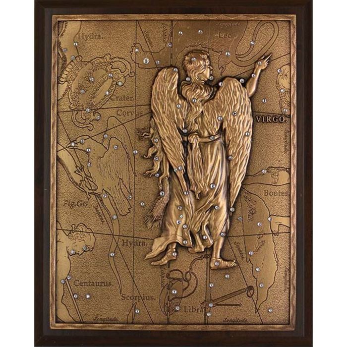 Панно из металла на стену "Дева" гальванопластика, малое