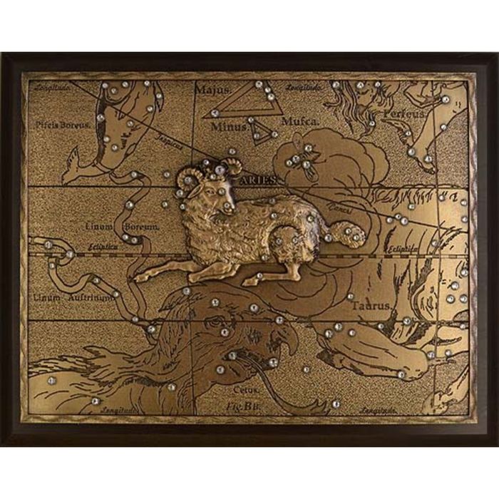 Панно из металла на стену "Овен" гальванопластика, малое