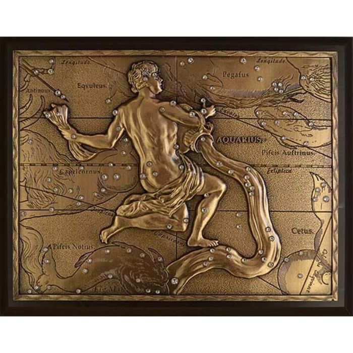 Панно из металла на стену "Водолей" гальванопластика, малое