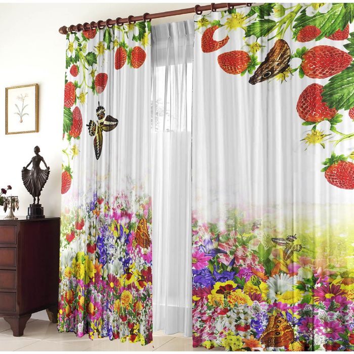 Комплект штор 21095 "Ягоды", ш 150 х в 270 см - 2 шт, разноцветный