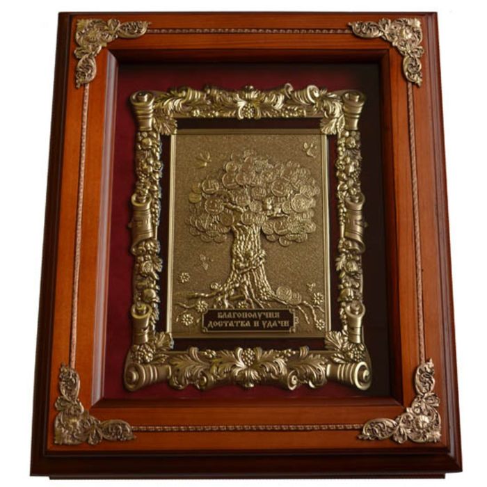 Деревянная ключница настенная "Денежное дерево"