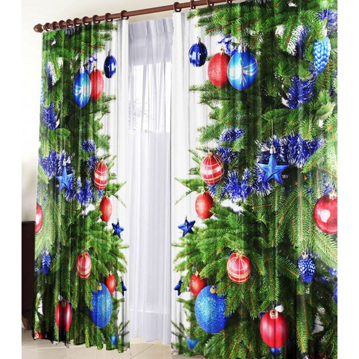 Комплект штор "Новогодние", 150х270 см-2 шт, габардин