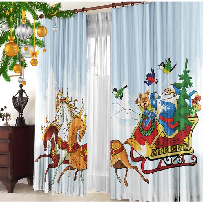 Комплект штор "Праздник", 150х270 см-2 шт, габардин