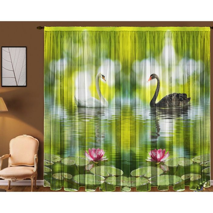 Тюль "Лебеди", размер 290х270 см 21126