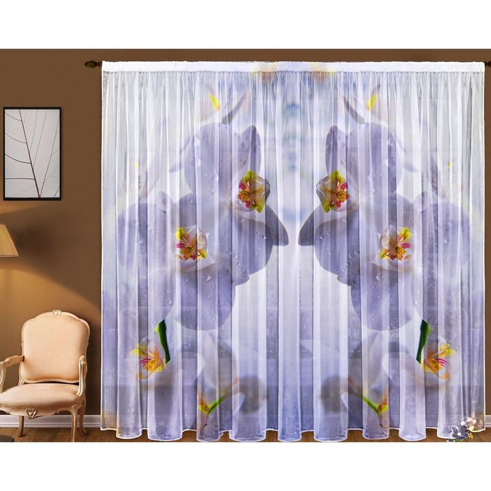 Тюль "Белая орхидея", размер 290х270 см 21125