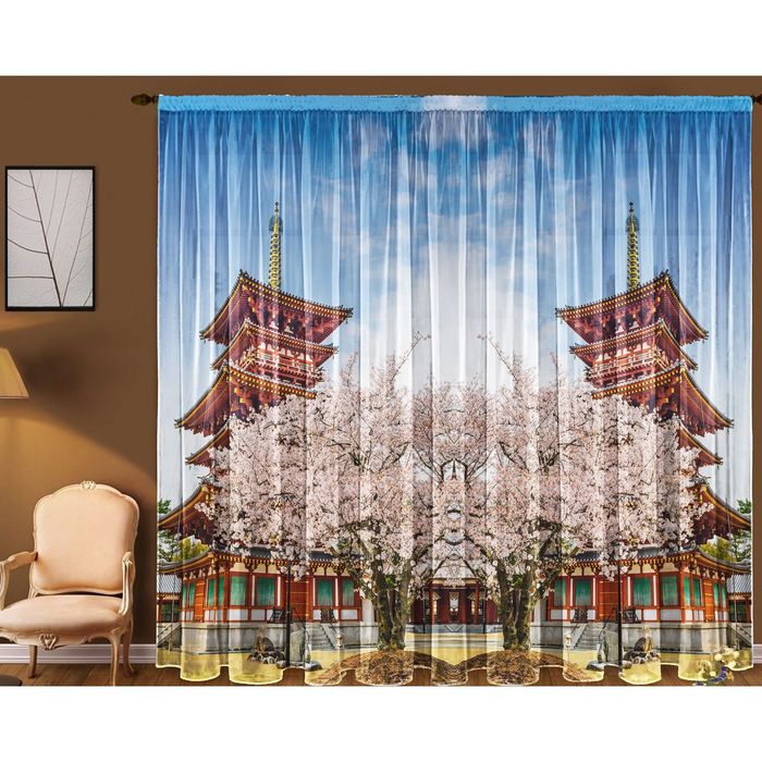 Тюль "Японский пейзаж", размер 290х270 см 21126