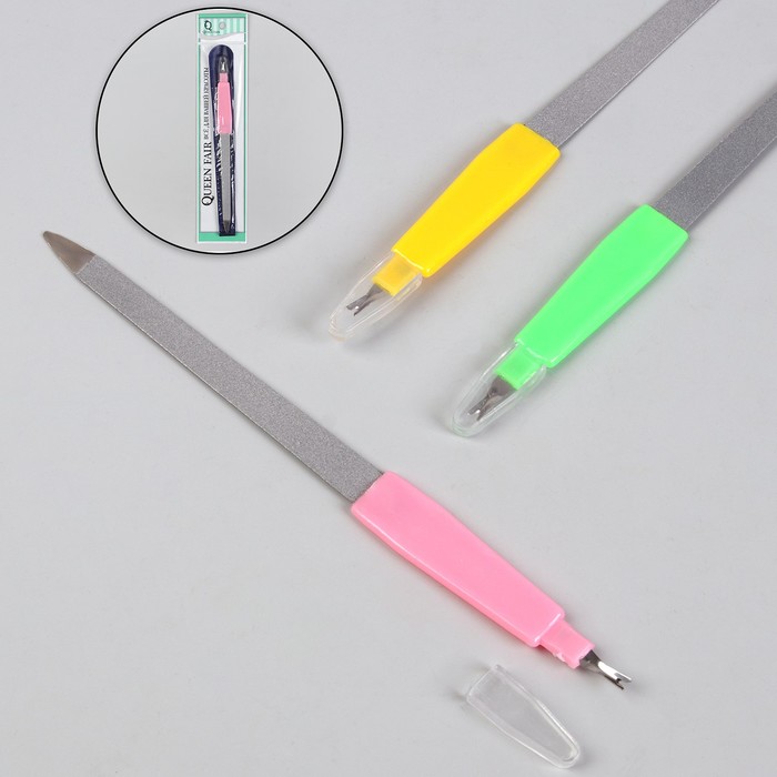 Пилка-триммер металлическая для ногтей,19см, цвет МИКС