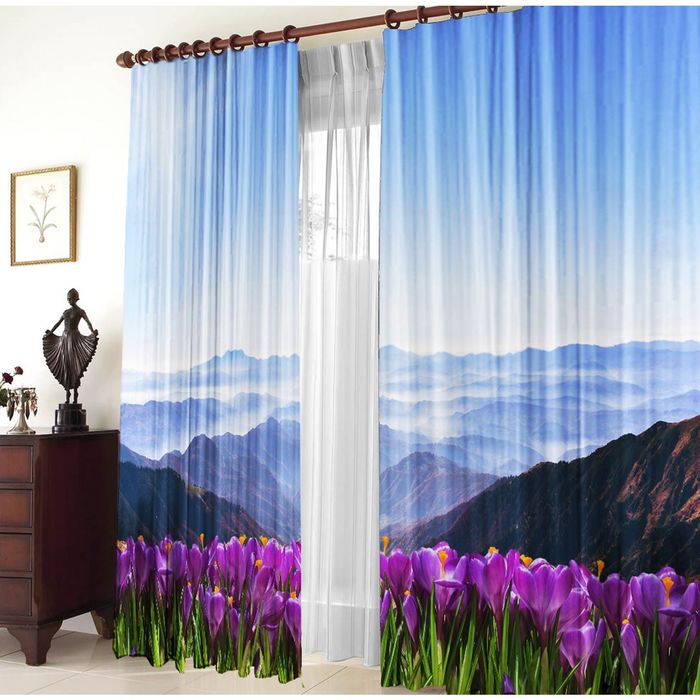 Комплект блэкаут-штор 21164 "Крокусы", ш 150 х в 270 см - 2 шт, разноцветный