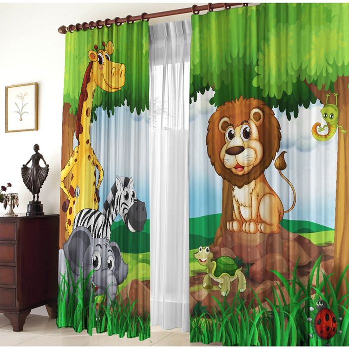 Комплект штор 21174 "Зверята", ш 150 х в 270 см - 2 шт, разноцветный