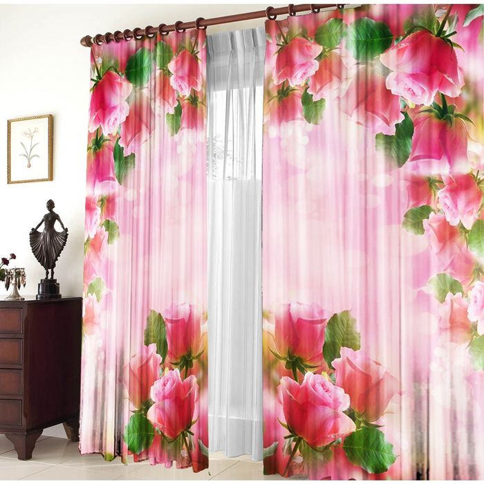 Комплект штор 21175 "Розовая арка", ш 150 х в 270 см - 2 шт, разноцветный
