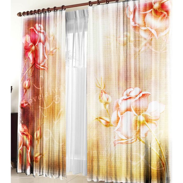 Комплект штор 21177 "Любовь", ш 150 х в 270 см - 2 шт, разноцветный