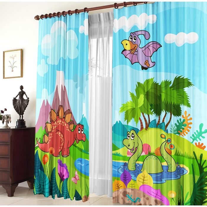 Комплект штор "Динозаврики", 150х270 см, габардин