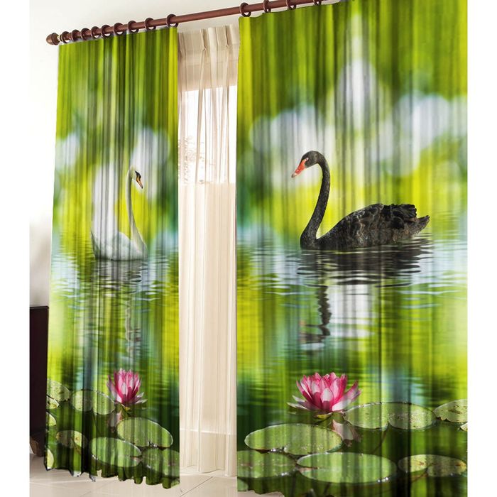 Комплект штор 21204 "Лебеди", ш 150 х в 270 см - 2 шт, разноцветный