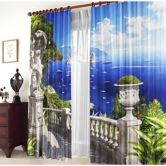 Комплект штор 21212 "Морской пейзаж", ш 150 х в 270 см - 2 шт, разноцветный