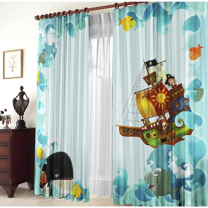 Комплект штор 21225 "По волнам", ш 150 х в 270 см - 2 шт, разноцветный