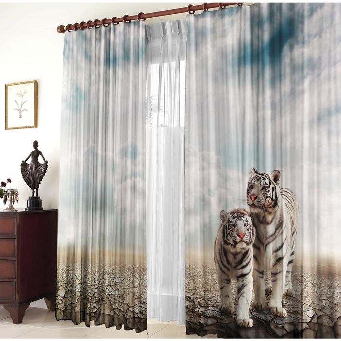 Комплект штор 21245 "Белые тигры", ш 150 х в 270 см - 2 шт, разноцветный