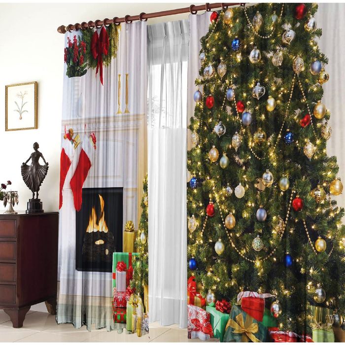 Комплект штор 21246 "Новый год", ш 150 х в 270 см - 2 шт, разноцветный