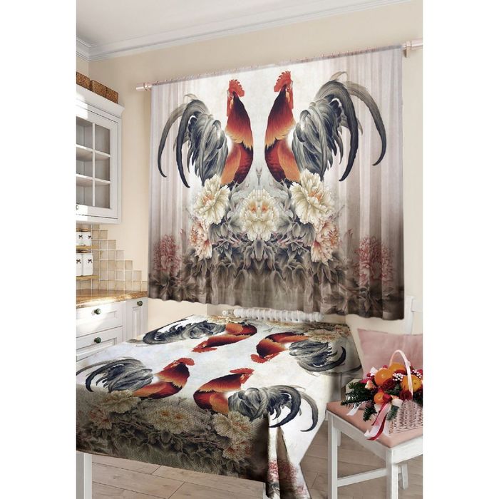 Тюль "Год петуха", размер 160х290 см