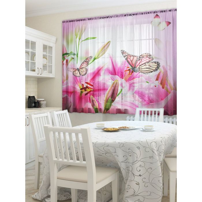 Тюль "Лилии", размер 160х290 см