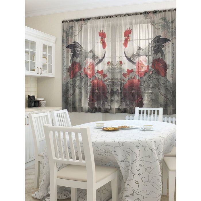 Тюль "Петухи", размер 160х290 см