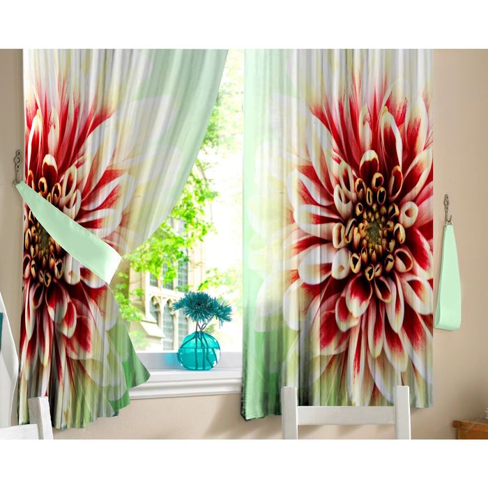 Шторы кухонные "Георгин", 145х160 см-2 шт, габардин