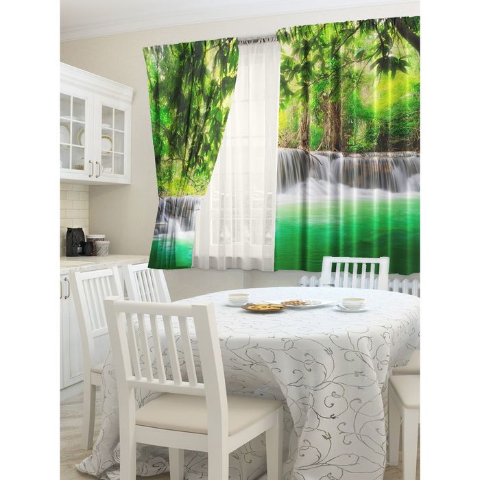 Шторы кухонные "Каскад", 145х160 см-2 шт, габардин