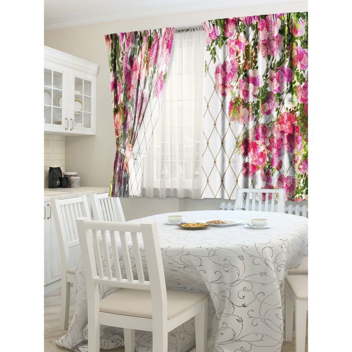Шторы кухонные "Клематис", 145х160 см-2 шт, габардин