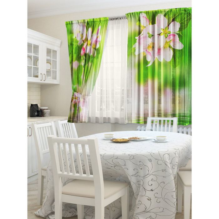 Комплект штор 21328 "Яблоня", ш 145 х в 160 см - 2 шт, разноцветный