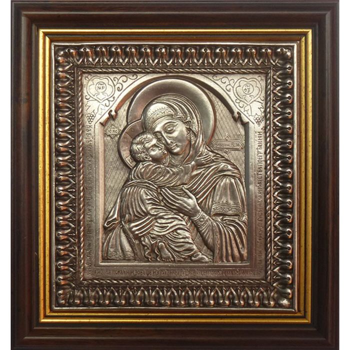 Икона «Владимирская Божия Матерь» (гальванопластика) в багетной раме