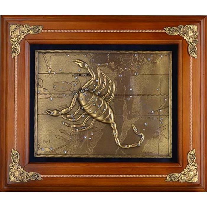 Панно из металла на стену "Скорпион" гальванопластика