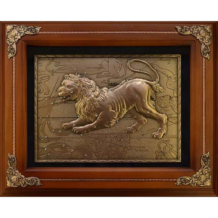 Панно из металла на стену "Лев" гальванопластика