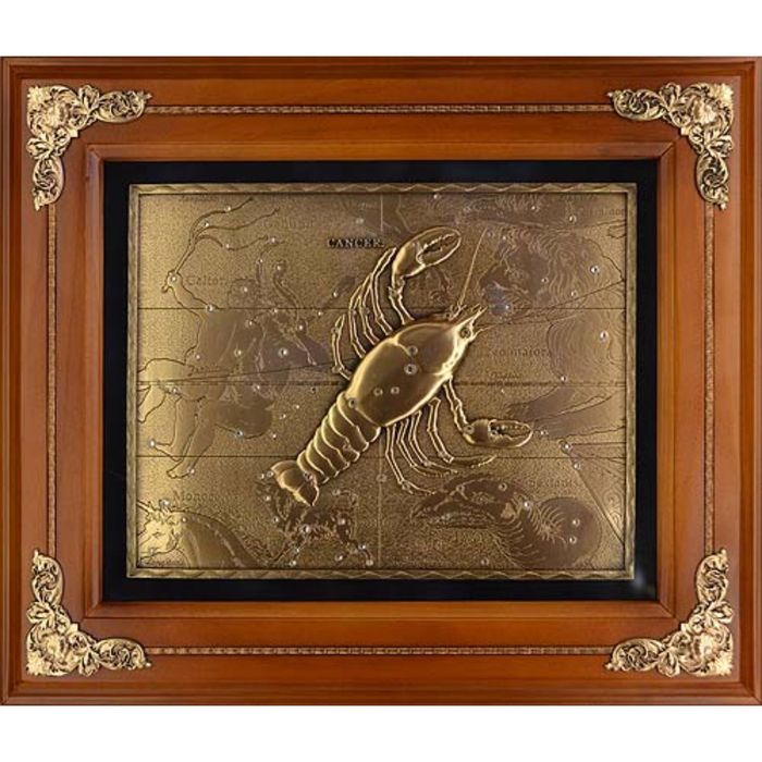 Панно из металла на стену "Рак" гальванопластика