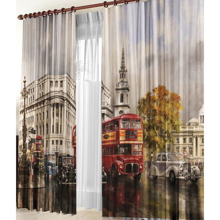 Комплект штор 21001 "Автобус", ш 150 х в 270 см - 2 шт, разноцветный