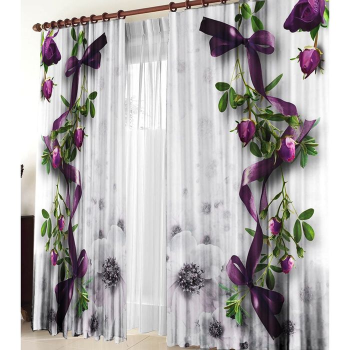 Комплект штор 21005 "Бантик", ш 150 х в 270 см - 2 шт, разноцветный