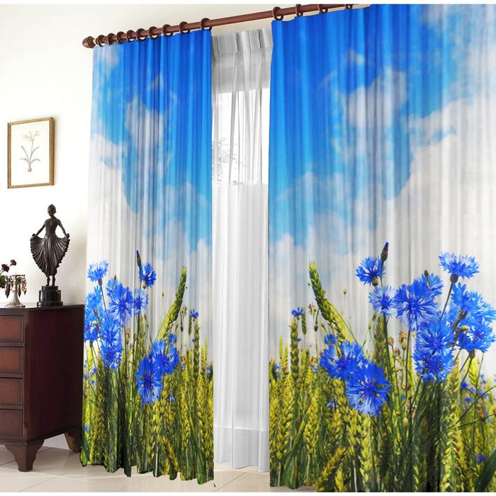 Комплект штор 21007 "Васильки", ш 150 х в 270 см - 2 шт, разноцветный