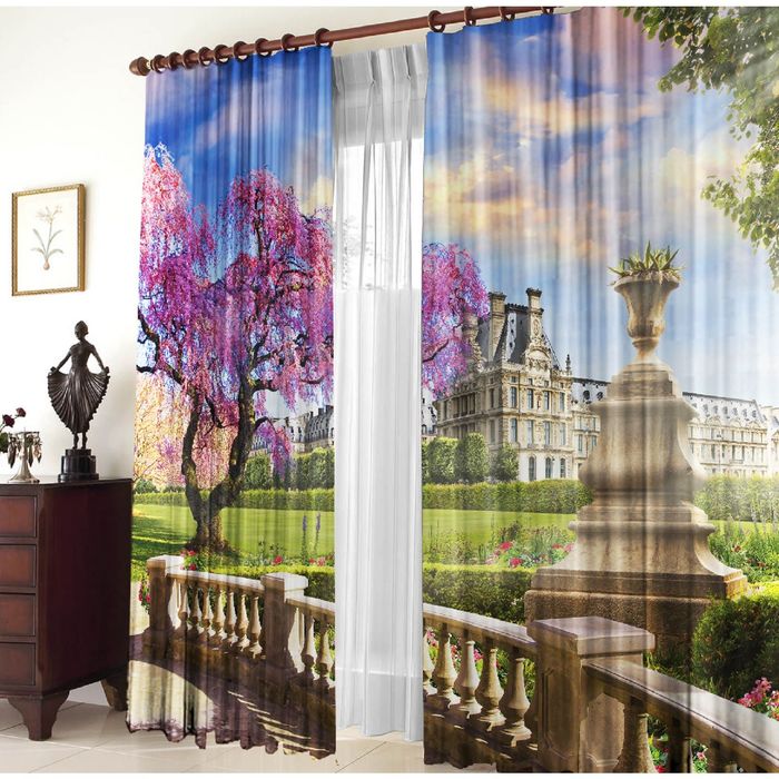 Комплект штор 21009 "Весна в Париже", ш 150 х в 270 см - 2 шт, разноцветный
